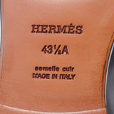 HERMES Hermes Destan Size 43 1/2 Black Silver Bracket Men's Calf Mokashin New Ginzo