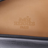 HERMES Hermes Destan Size 43 1/2 Black Silver Bracket Men's Calf Mokashin New Ginzo