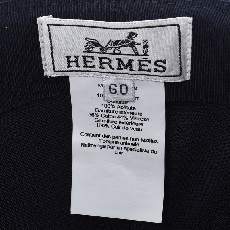 HERMES Hermes size 60 Navy blue men's cashmere 100 % Hat New Ginzo