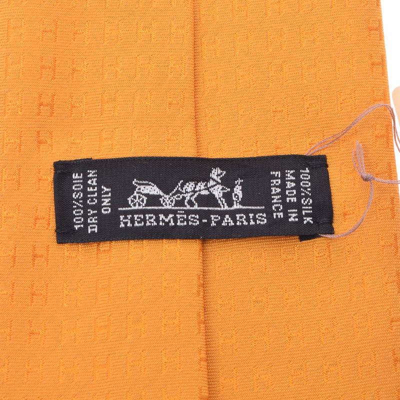 HERMES Hermes H pattern Orange Men's Silk 100 % Tie New Ginzo