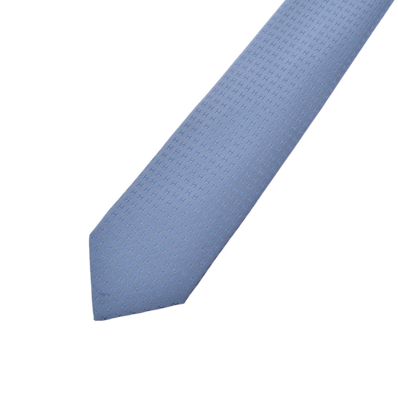 HERMES Hermes H pattern Blue Gray Men's Silk 100 % Tie New Ginzo