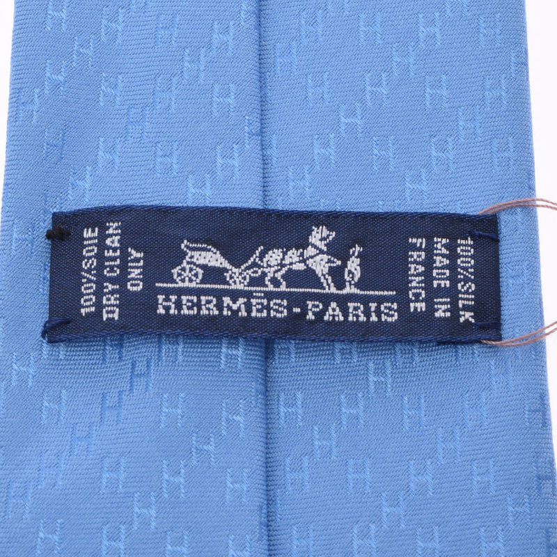 HERMES Hermes H pattern light blue men's silk 100 % tie new Ginzo
