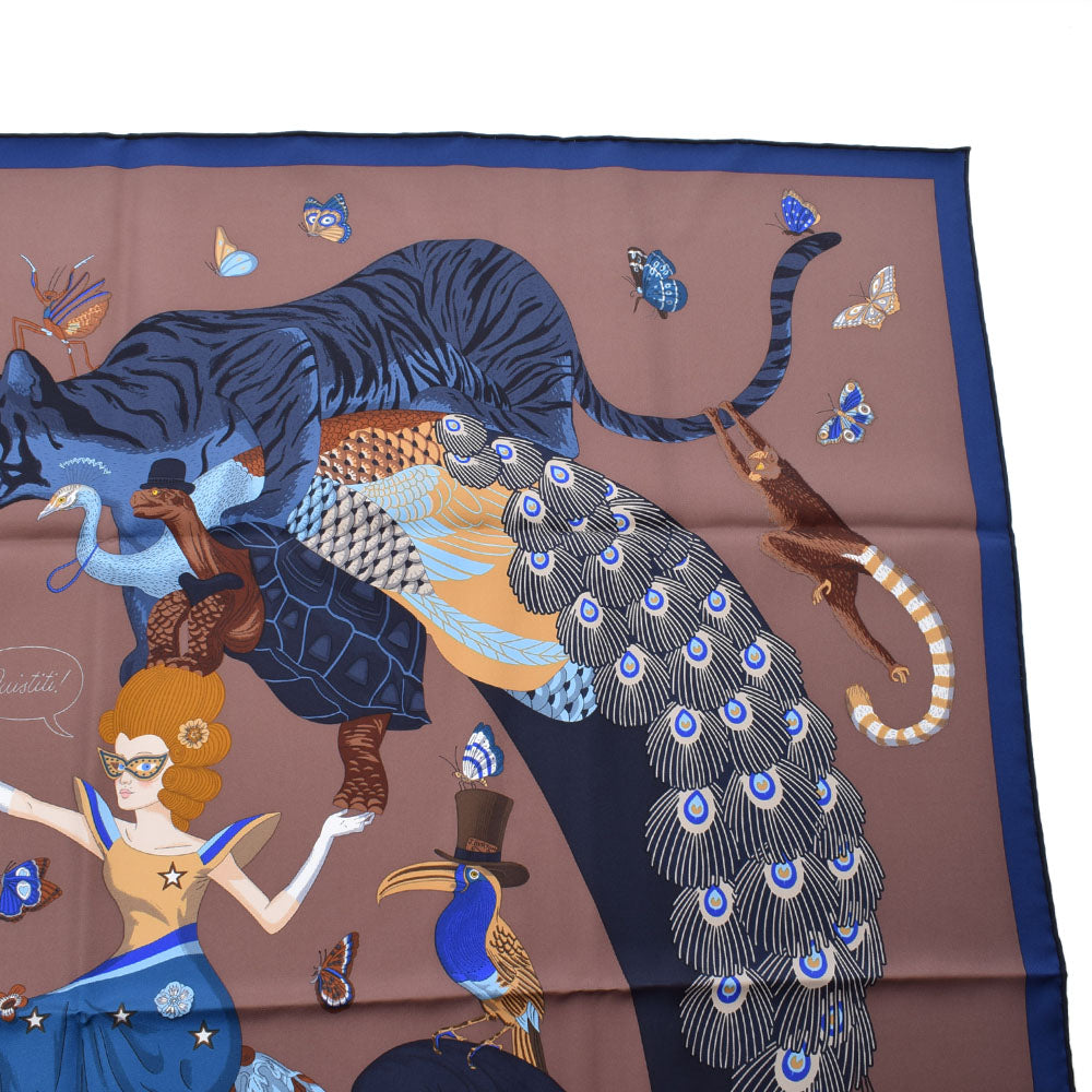 エルメスカレ90 HERMES STORY ブラウン/ネイビー レディース スカーフ