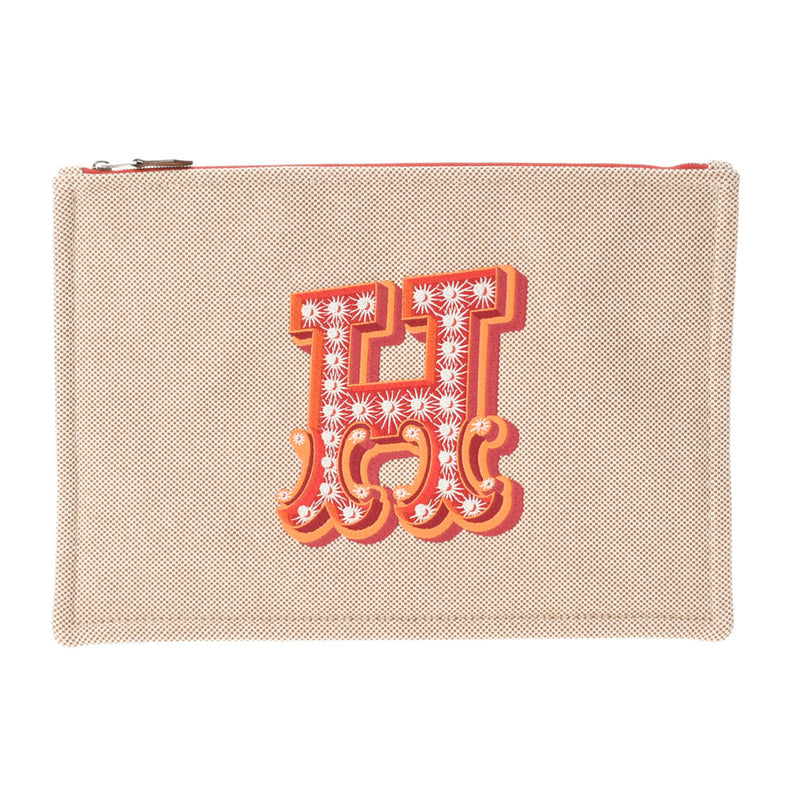 HERMES Hermes Yotting GM H H -Pattern Unisex Canvas Pouch New Ginzo