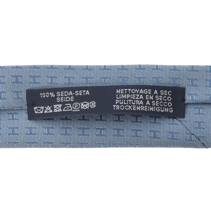 [Father's Day 50,000 or less] Ginzo New HERMES Hermes H pattern Blue Silk 100 % tie