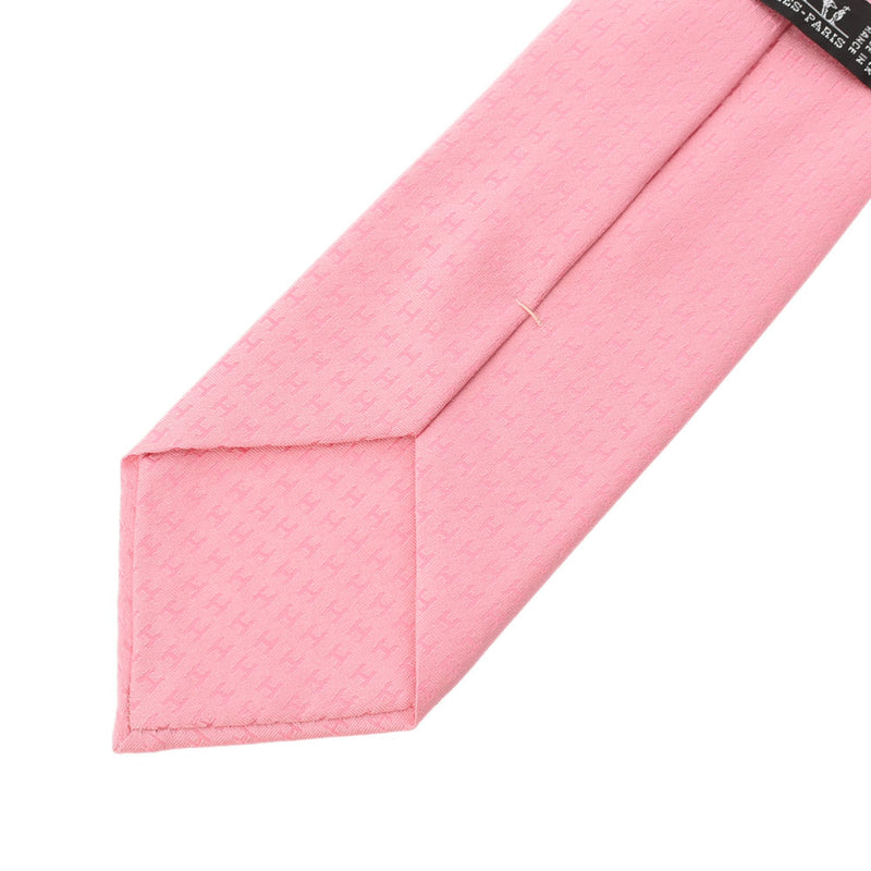 [Father's Day 50,000 or less] Ginzo New HERMES Hermes H pattern pink silk 100 % tie