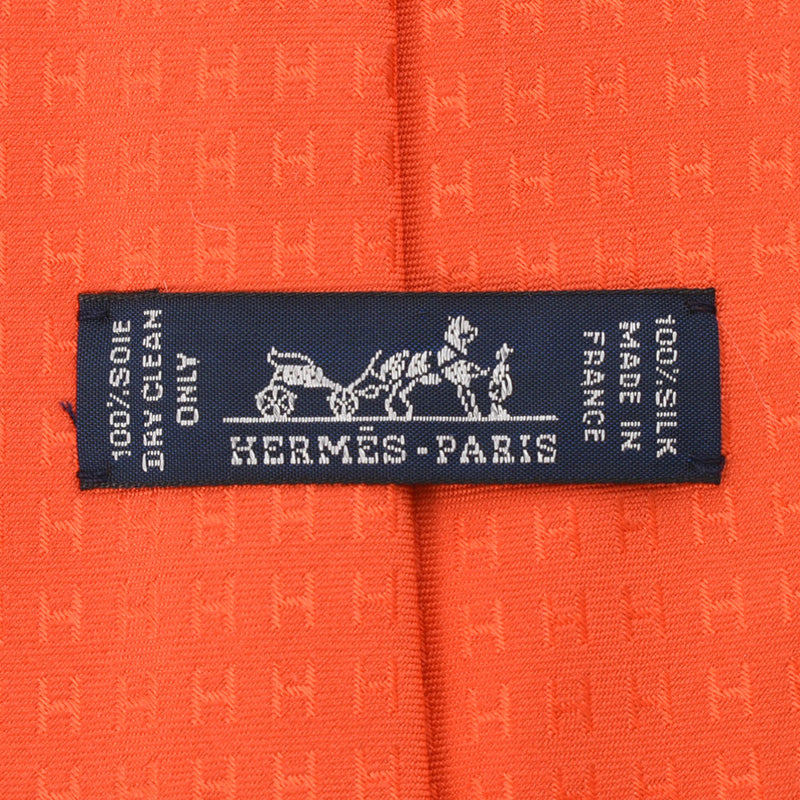 [Father's Day 50,000 or less] Ginzo New HERMES Hermes H pattern Orange Silk 100 % tie