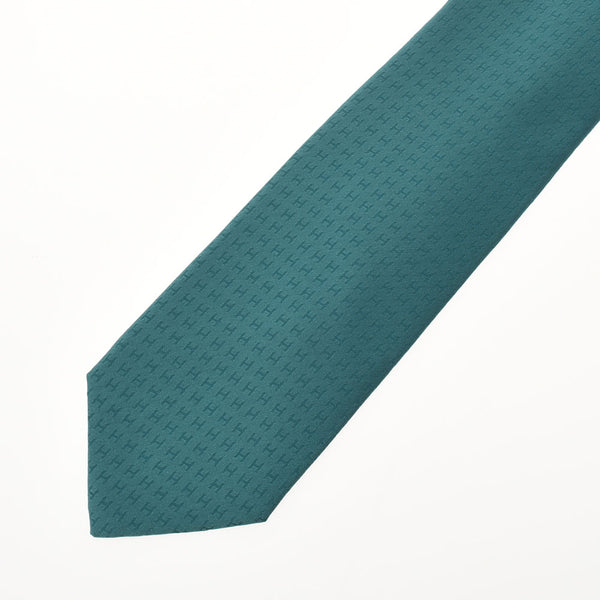 [Father's Day 50,000 or less] Ginzo New HERMES Hermes H pattern emerald silk 100 % tie