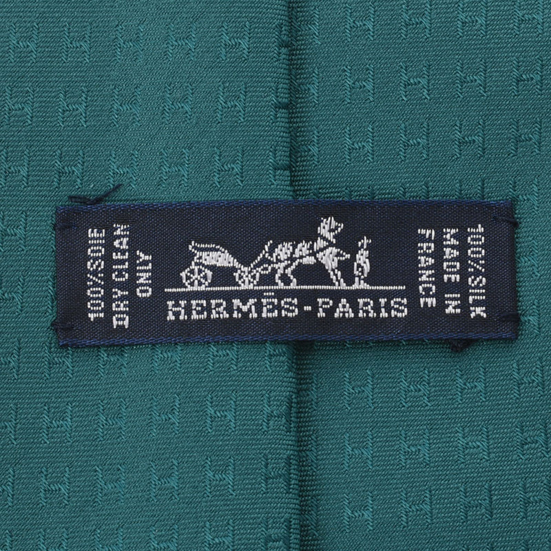[父亲节50,000或以下] Ginzo New Hermes Hermes Hattery htates emerald silk 100％领带