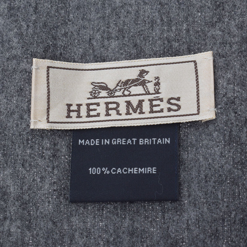 HERMES Hermes Summer Block Gray/Light Gray Unisex Cashmere 100 % Muffler New Ginzo
