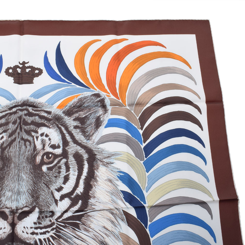 エルメスカレ90 王者の虎 マロン/白/マルチ レディース スカーフ