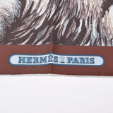 HERMES Hermes Care 90 King Tiger Maron/White/Multi Ladies Silk 100 % Scarf New Ginzo