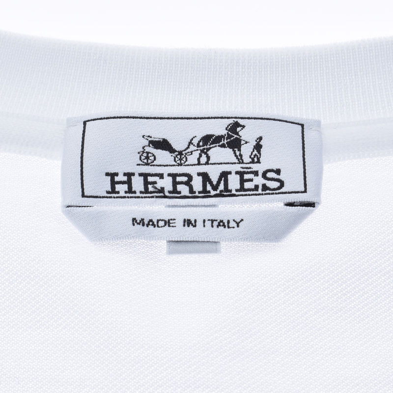 爱马仕爱马仕（Hermes Hermes）船员脖子卡诺科（Kanoko）白色尺寸l男士棉100％短袖T衬衫新金佐（Ginzo）