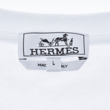 HERMES エルメス クルーネック 鹿の子 白 サイズL メンズ コットン100% 半袖Ｔシャツ 新品 銀蔵