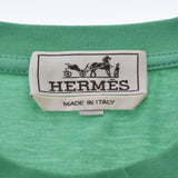 HERMES Hermes Crew Neck Mini Leather Patch Green Size L Men's Cotton 100% Short Sleeve T -shirt New Ginzo