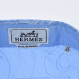 HERMES Hermes Mall E Gourmet 3D Print Blue Pearl Size 42 Men's Cotton 100% Long Sleeve Shirt New Ginzo