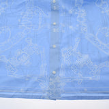 HERMES Hermes Mall E Gourmet 3D Print Blue Pearl Size 42 Men's Cotton 100% Long Sleeve Shirt New Ginzo