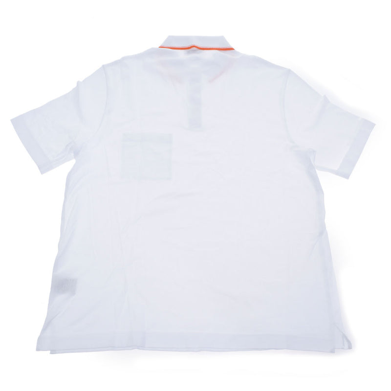 エルメスメンズポロシャツ サドルステッチ 半袖 白/オレンジ メンズ