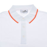 HERMES Hermes Men's Poro Shirt Saddle Stitch Short Sleeve White/Orange Size XL Men's Cotton 100 % Polo Shirt New Ginzo