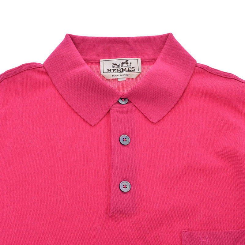 HERMES Hermes Men's Polo Shirt Short Sleeve Rose Andyan Size XL Men's Cotton 100 % Polo Shirt New Ginzo