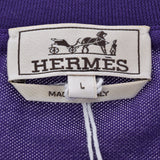 HERMES エルメス クルーネック Tシャツ 鹿のこ ミルティーユ パープル サイズL メンズ コットン100％ 半袖シャツ 新品 銀蔵