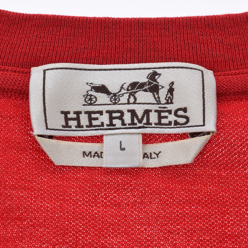 [Father's Day 50,000 or less] HERMES Hermes Crew Neck Kanoko Rougevif Size L Men's Cotton 100% Short Sleeve T -shirt New Ginzo