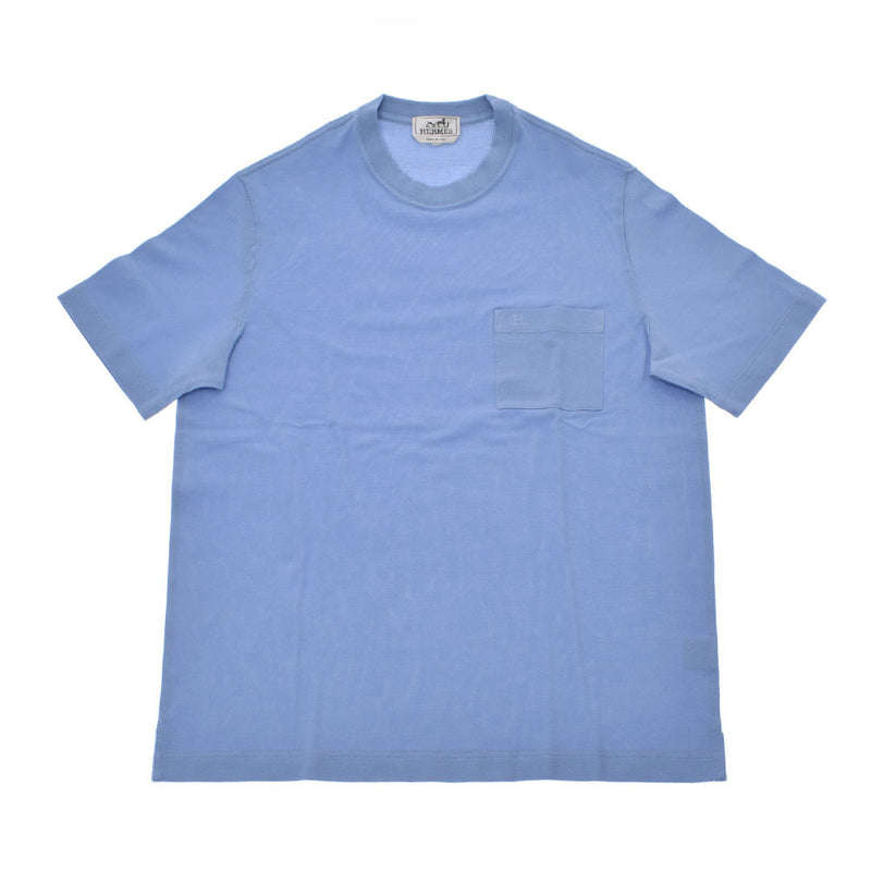[Father's Day 50,000 or less] HERMES Hermes Crew Neck Kanoko Blue Ciel Size L Men's Cotton 100% Short Sleeve T -shirt New Ginzo