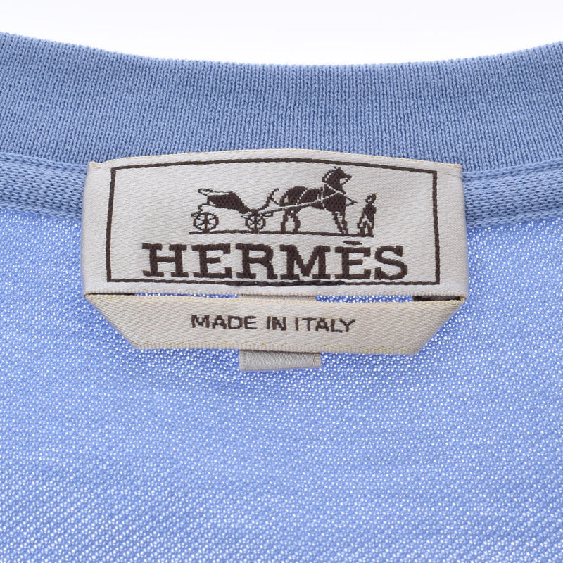 [父亲节50,000或以下] HERMES HERMES船员脖子Kanoko蓝色CIEL尺寸l男士棉100％短袖T衬衫新金佐