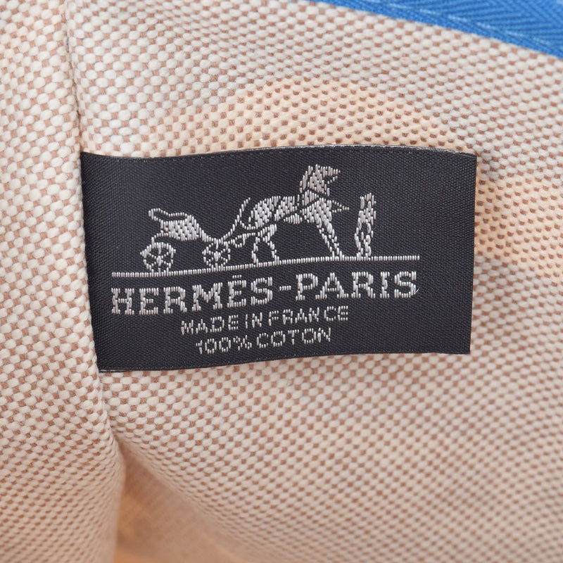 HERMES Hermes True Flat MM Blue/Beige Unisex Cotton 100% Pouch New Ginzo