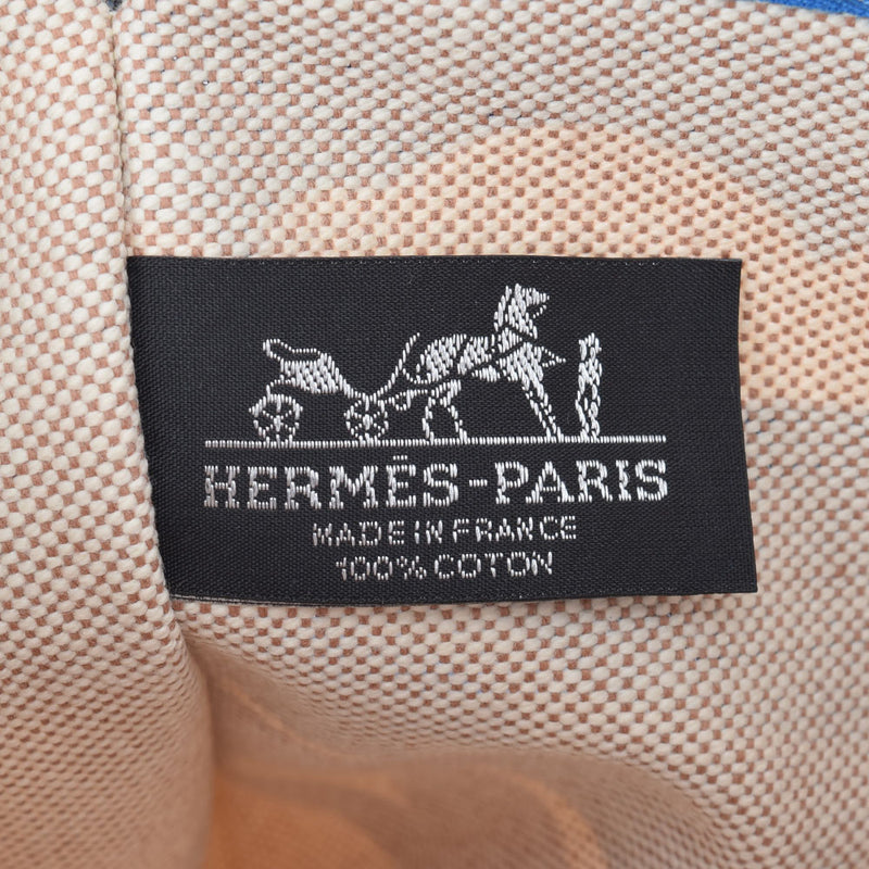HERMES Hermes True Flat MM Blue/Beige Unisex Cotton 100% Pouch New Ginzo