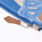 HERMES Hermes True Flat MM Blue/Beige Unisex Cotton 100% Pouch New Ginzo