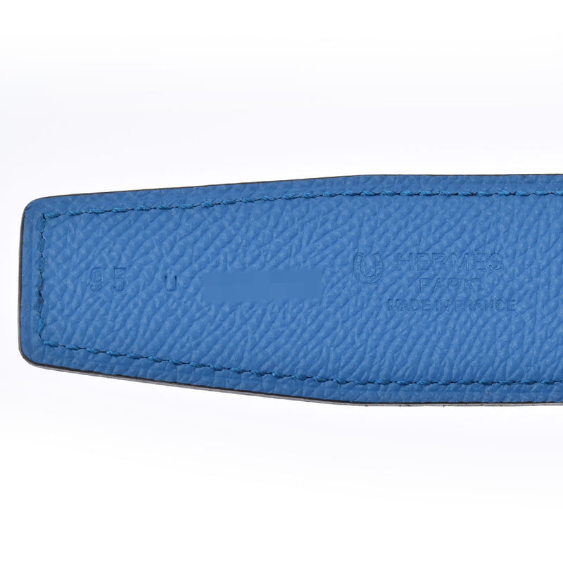 HERMES Hermes Reversible Belt 95cm Personal Order Buckle No Blue/Pink U engraved (around 2022) Men's Vo Epson Belt New Ginzo