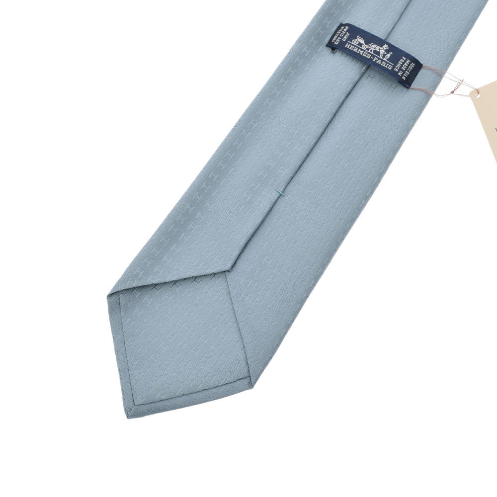 【極美品】エルメス ネクタイ H柄 ファソネ エメラルドブルー 極美品】エルメス ネクタイ H柄 ファソネ エメラルドブルー