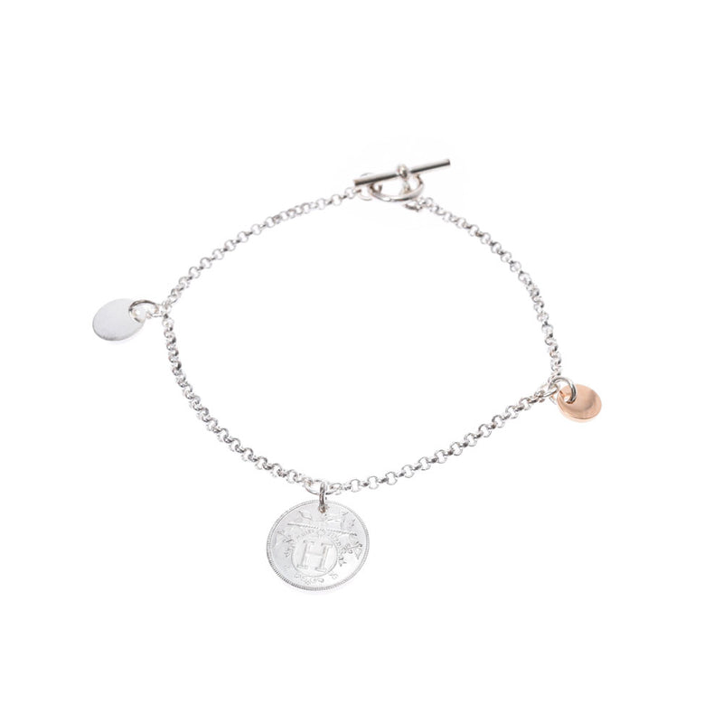 HERMES エルメス エクスリブリス SM シルバー レディース SV925/K18PG ブレスレット 新同 中古 銀蔵