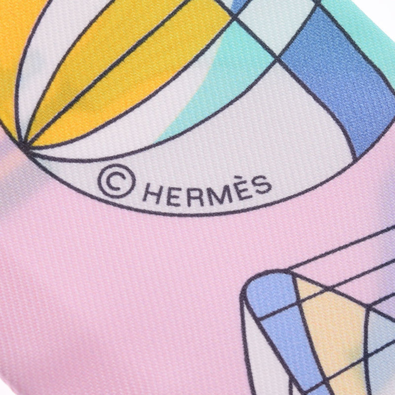 HERMES エルメス ツイリー  鳥・気球柄 ピンク系 レディース シルク100％ スカーフ 新品 銀蔵