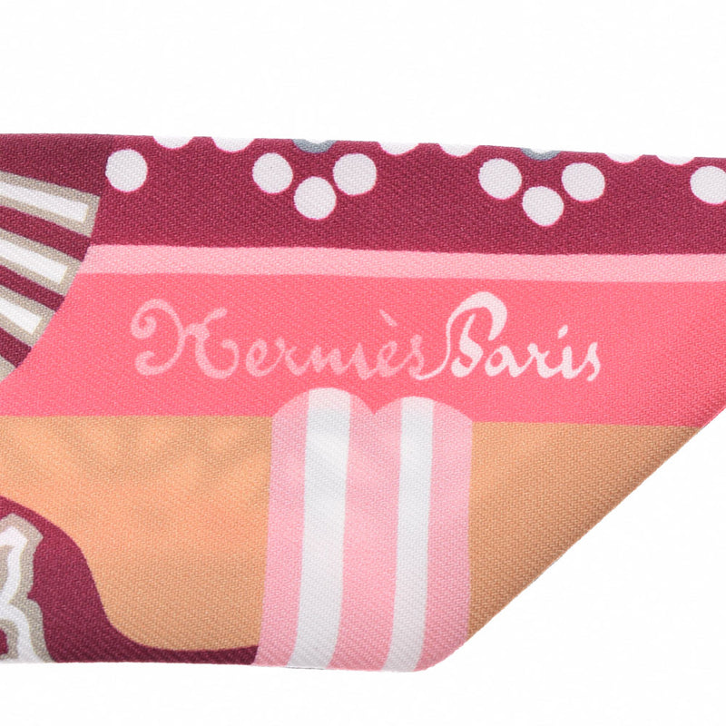 HERMES エルメス ツイリー Fantaisie d'Etriers ピンク系 レディース シルク100％ スカーフ 新品 銀蔵