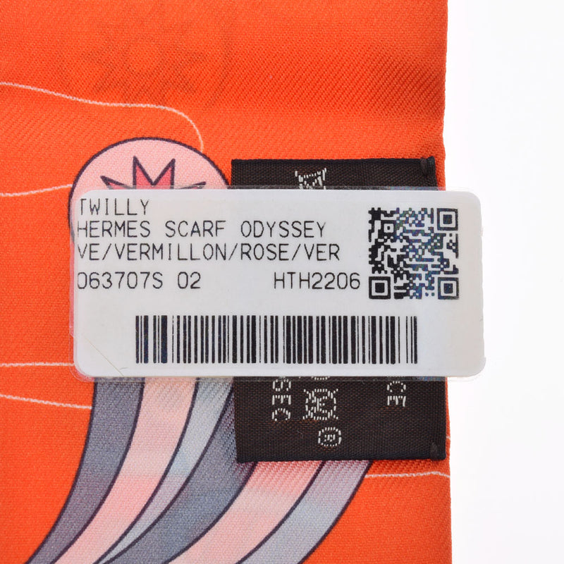 HERMES エルメス ツイリー Hermes Scarf Odyssey オレンジ系 レディース シルク100％ スカーフ 新品 銀蔵