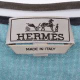 HERMES エルメス RAYURES ＆ TWIST ニット セラドン サイズL メンズ コットン100％ 半袖Ｔシャツ 新品 銀蔵