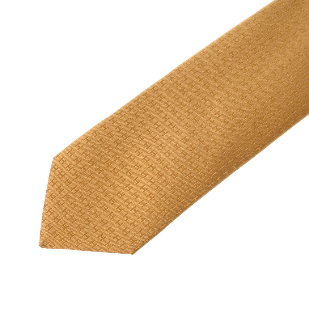 未使用品　HERMES クローバー柄ネクタイ ゴールド系 エルメスH柄 ゴールド メンズ シルク100％ ネクタイ HERMES – 銀蔵