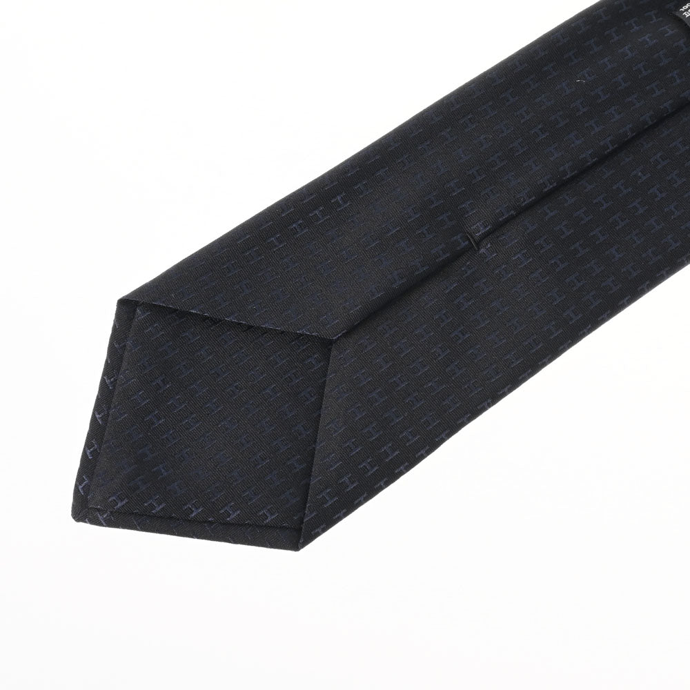 エルメスH柄 黒/マリン メンズ シルク100％ ネクタイ HERMES – 銀蔵