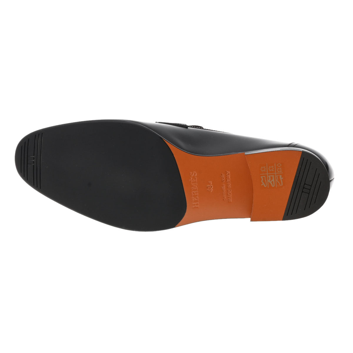 エルメスモカシン パリ サイズ43 マロン シルバー金具 メンズ レザー