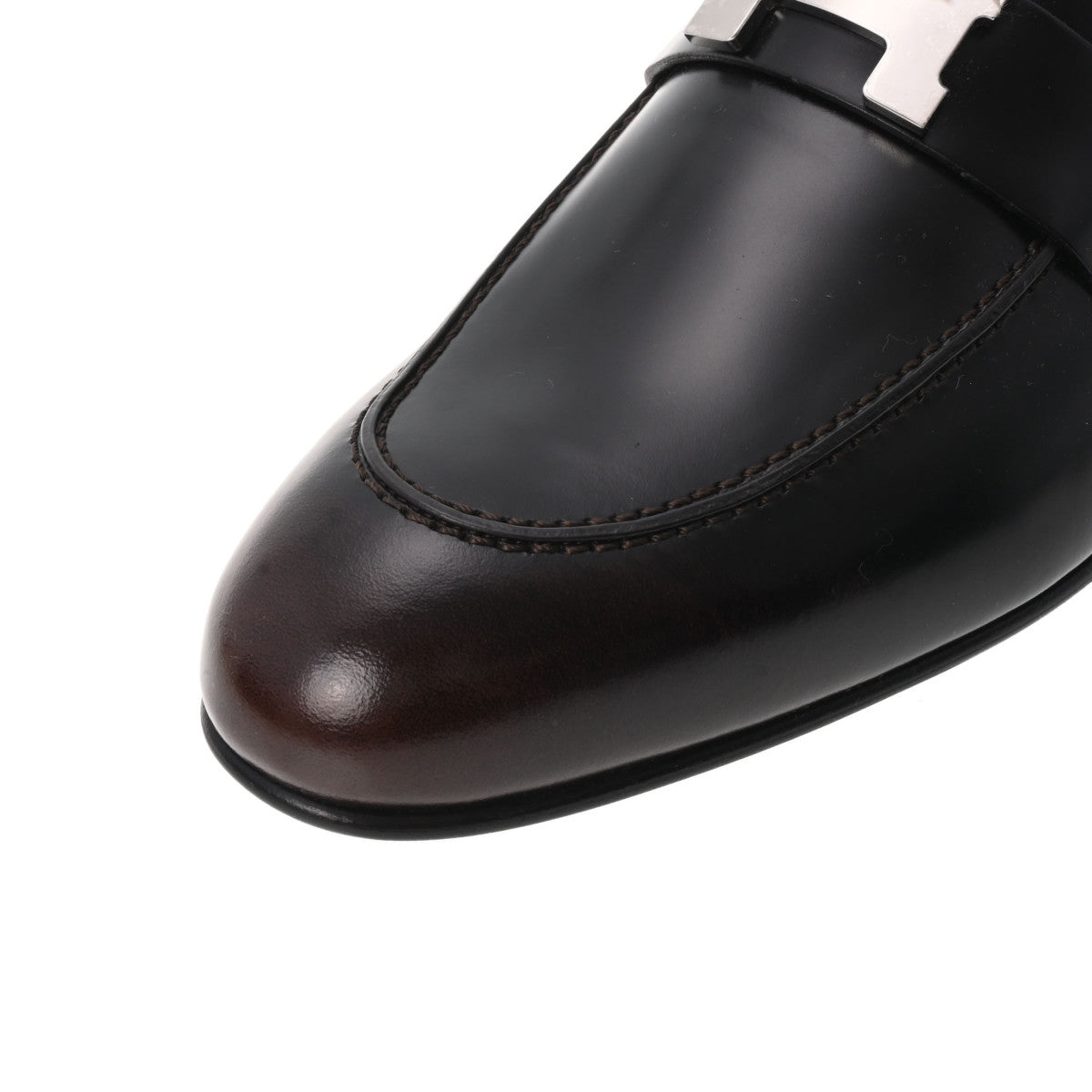 エルメスモカシン パリ サイズ43 マロン シルバー金具 メンズ レザー