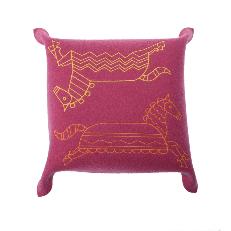 HERMES エルメス ヴィドポッシュ エポペ 馬柄 小物トレイ ローズフューシャ ユニセックス フェルト ブランド小物 新品 銀蔵