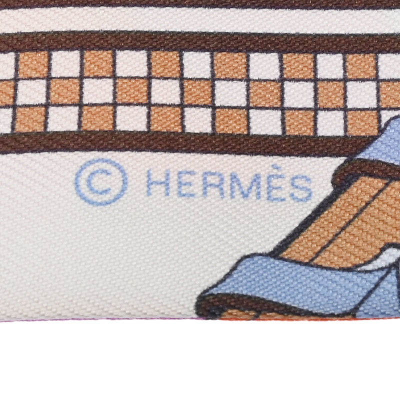 HERMES エルメス ツイリー BRIDES ET GRIS-GRIS シクラメン/ブルーヴィフ/ブラン レディース シルク100％ スカーフ 新品 銀蔵