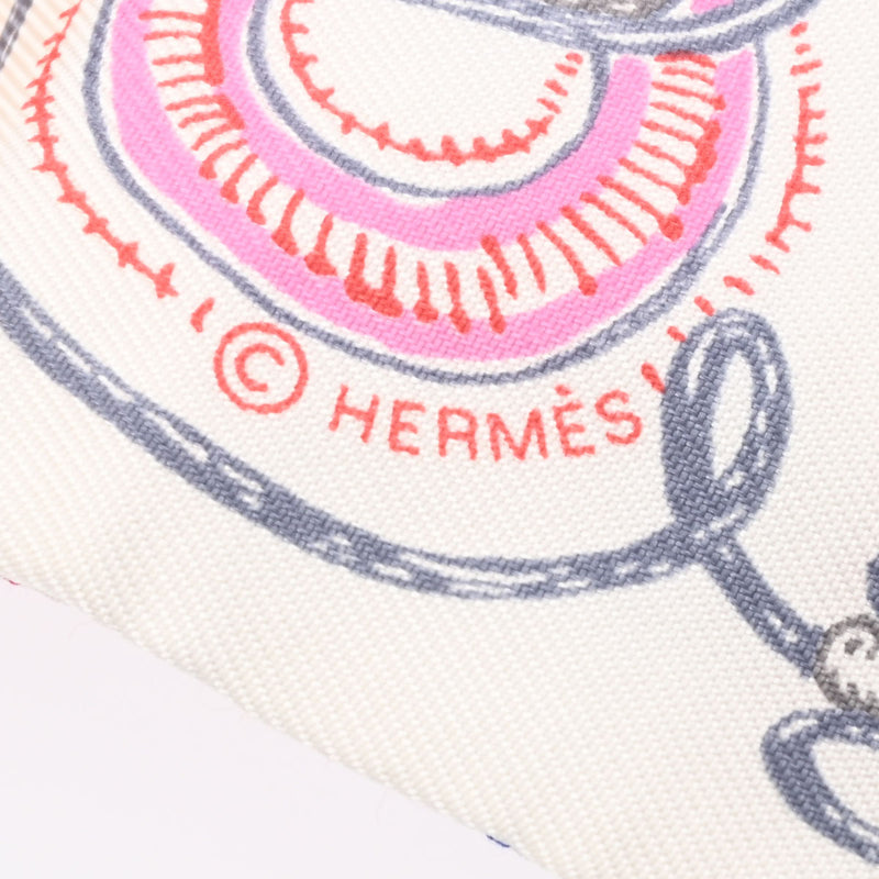HERMES エルメス ツイリー CHEVALOSCOPE POINTILLE ホワイト/ブルー レディース シルク100％ スカーフ 新品 銀蔵
