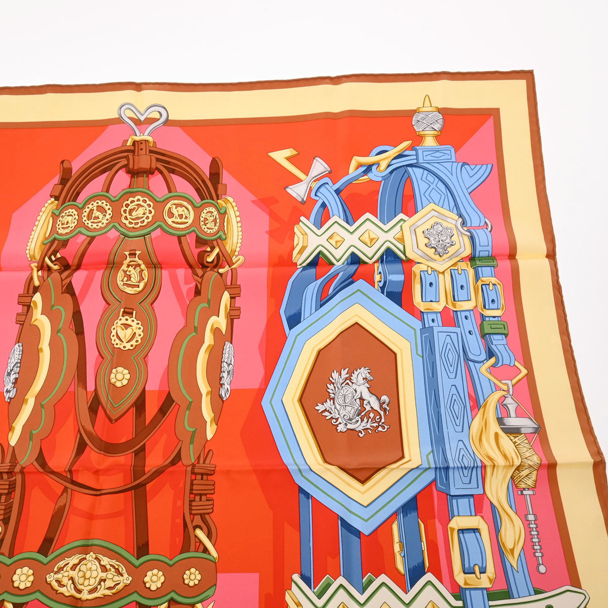 エルメスカレ90 BRIDES ET DESTIN バーミリオン/ローズ/ブルーシエル