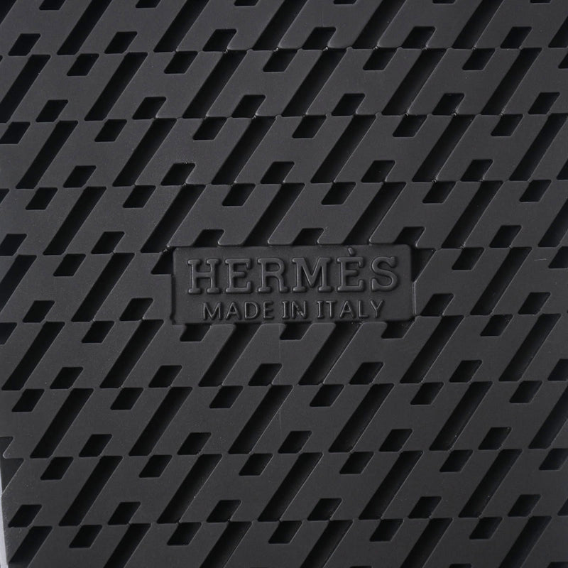 HERMES エルメス 42ハーフ 黒/グレー メンズ レザー ナイロン サンダル 新品 銀蔵