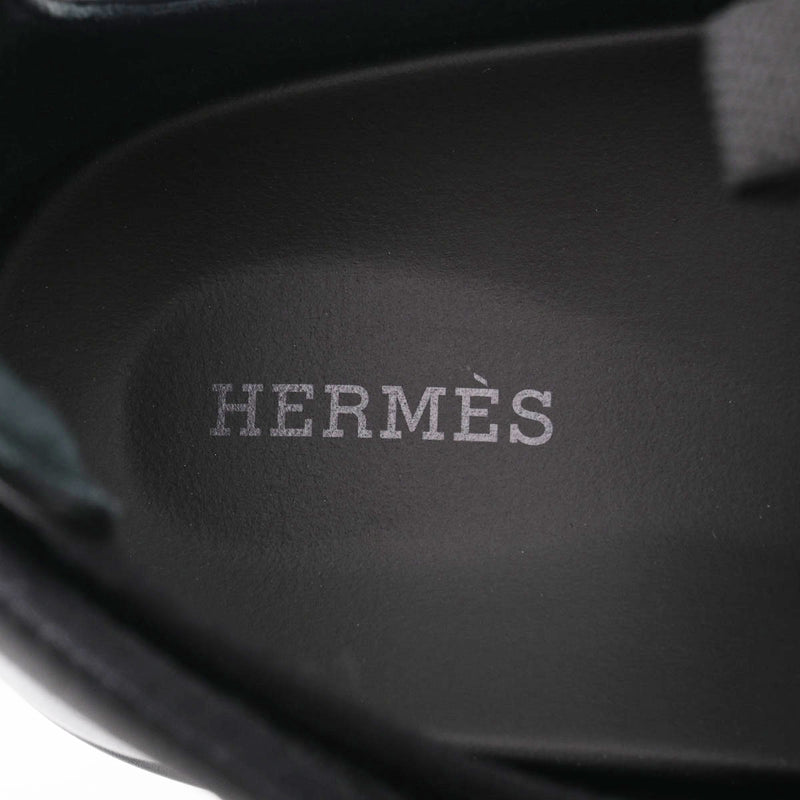 HERMES エルメス 42ハーフ 黒/グレー メンズ レザー ナイロン サンダル 新品 銀蔵