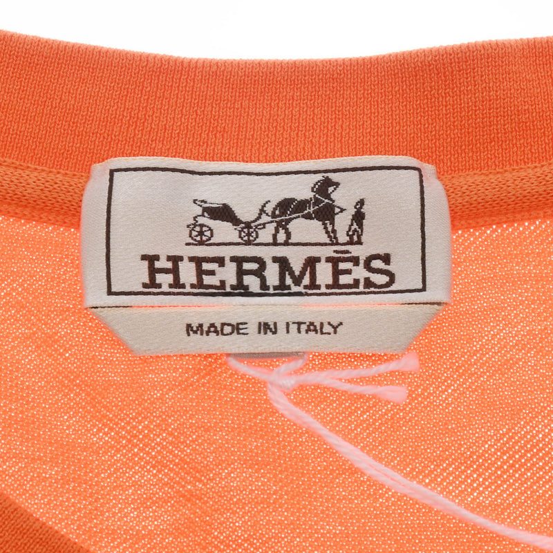 エルメスクルーネック Tシャツ H刺繍 Lサイズ オレンジ メンズ 
