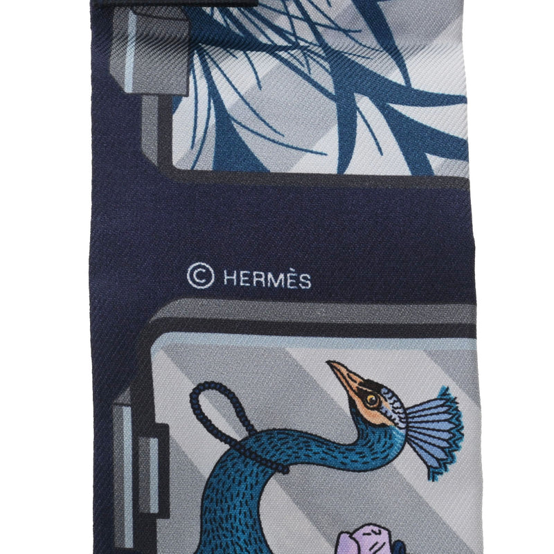 エルメスツイリー Hermes Story 紺/水色 レディース シルク100 ...